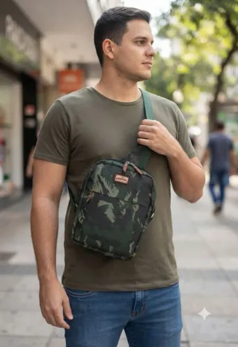 Bolsa transversal masculina impermeável
