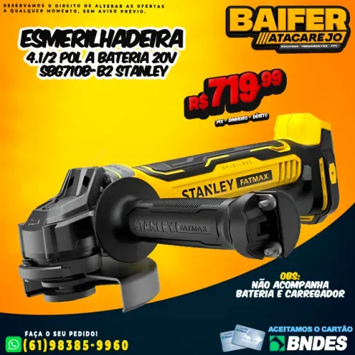 Esmerilhadeira 4.1/2 Pol a Bateria 20V SBG710B-B2 Stanley