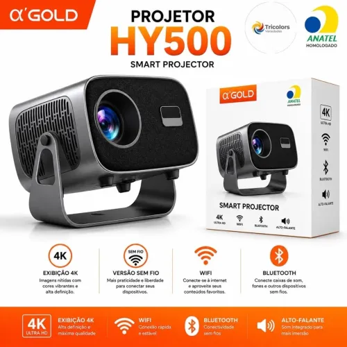 Projetor Smart HY500 resolução 4K HD AGOLD Original