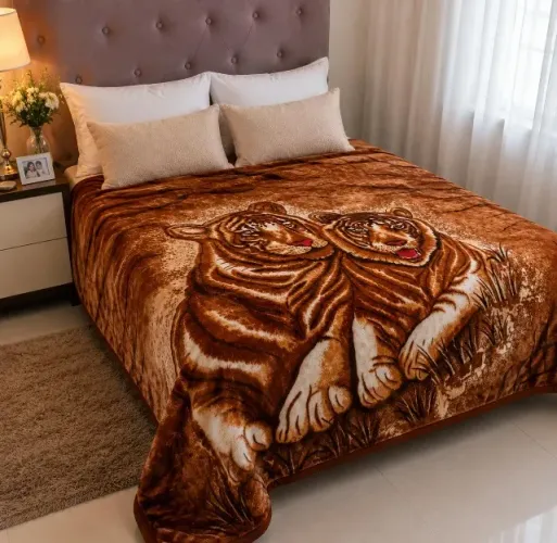 Coberta Casal Dupla Face Premium Tigres e Animal Print Super Macia Nova