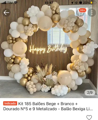 Kit 185 baloes bege , branco e dourado