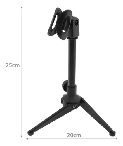 Suporte de Mesa para Microfone Tripé com Altura Ajustável e Cachimbo
