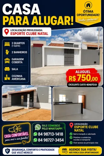 Casa para alugar no Esporte Clube Natal