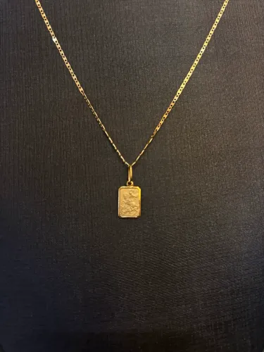 Conjunto Piastrine e Medalha de São Jorge em Ouro 18k 750