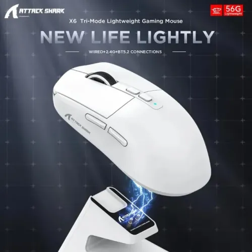 Mouse gamer X6 Attack Shark sem fio - Branco (Novos + garantia)