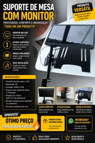 Suporte de Mesa Com Monitor