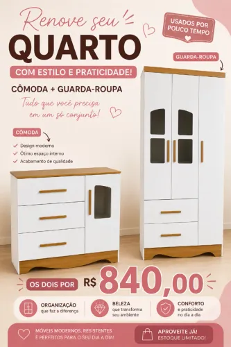 Guarda roupa e cômoda infantil