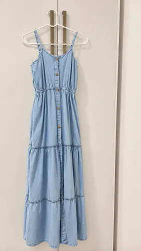 Vestido infantil Jeans Longo