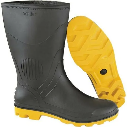Bota Pvc Preta e Amarela Cano Médio Vonder