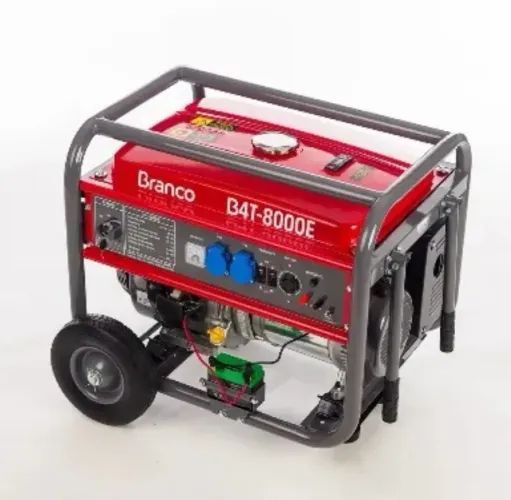 Gerador Branco Gasolina B4T 8000E Monofásico Com AVR + Kit Roda Part. Elétrica