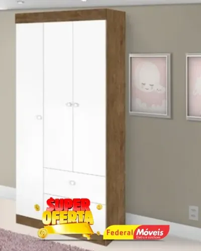 Guarda Roupa Infantil 3 Portas 2 Gavetas Super Lindo Fazemos Entrega
