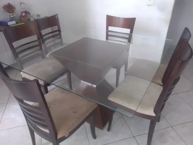 Mesa de jantar tampa de vidro