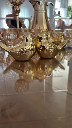 Par de Pássaros Dourados para Decoração