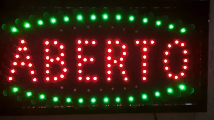 Placa Letreiro Painel Luminoso Led Aberto