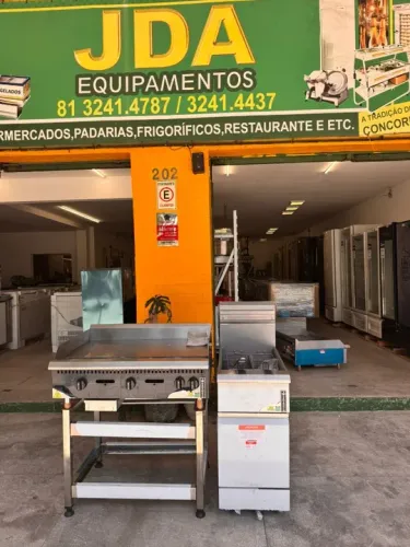 Combo hamburgueria - chapa inox + fritador + cavalete - marca venâncio