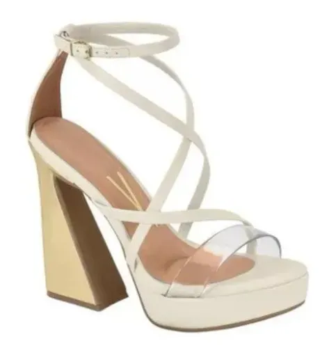 Sandália Salto Alto Branco Vizzano