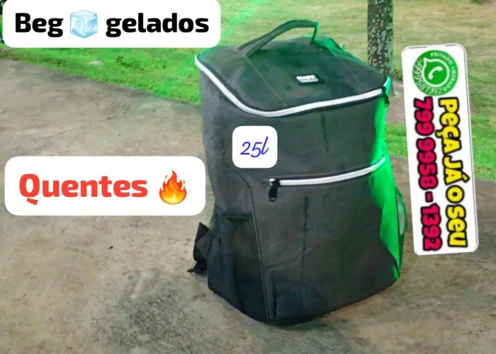 Mochila térmica de costas, 45 latinhas ou 25l não vasa super pratico
