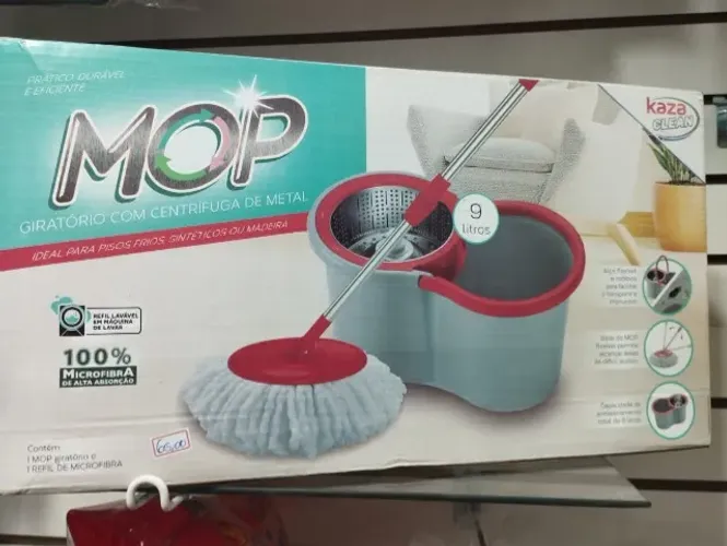 Mop Giratório com Centrífuga de Metal - Kaza Clean 9L.Praticidade e eficiência para a limp