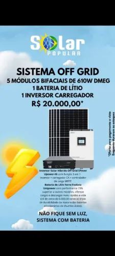 Energia solar ( placas solar) off grid 100 % a bateria 