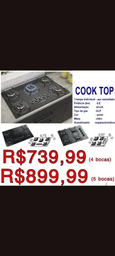 Cooktop Itatiaia 4 ou 5 Bocas Bivolt