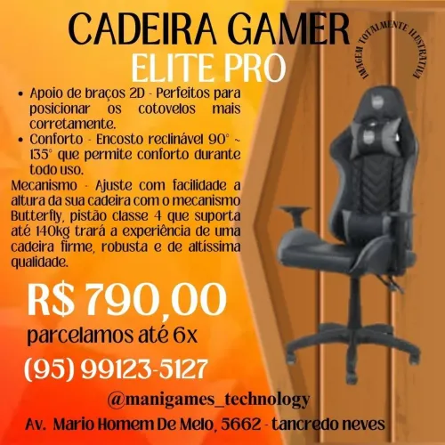 Cadeira Gamer Elite Pro - R$ 790,00