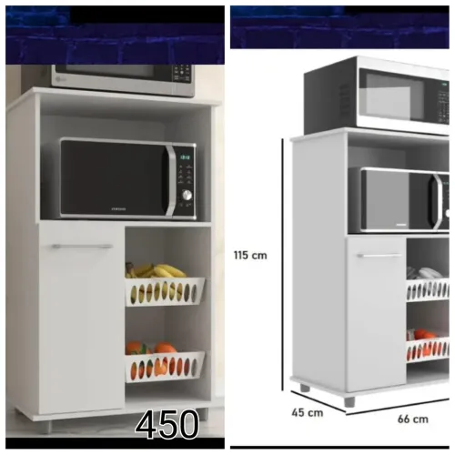 Armário de Cozinha Branco 2 Portas e 2 Prateleiras
