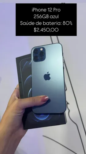 iPhone 12 Pro / 256GB / Azul /  Saúde de  bateria 80% / R$ 2.450,00
