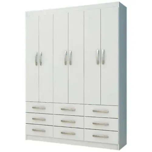 Guarda Roupa 6Pts 9Gvs Bergamo Evidência Branco - Entrega Rápida!