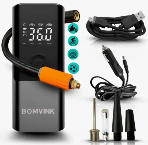 Bomba De Ar Multifuncional Compressor Para Pneu Bomvink BOM-8906 Elétrica Portátil 3m1