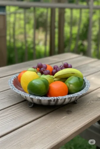 Fruteira / Centro de mesa vintage banhado a prata