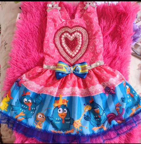 Vestido Galinha Pintadinha - Infantil.