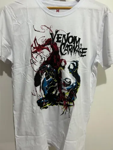 Camiseta Venom vs Carnificina Homem Aranha Marvel Nerd Geek Omelete Box Tam.M Branca