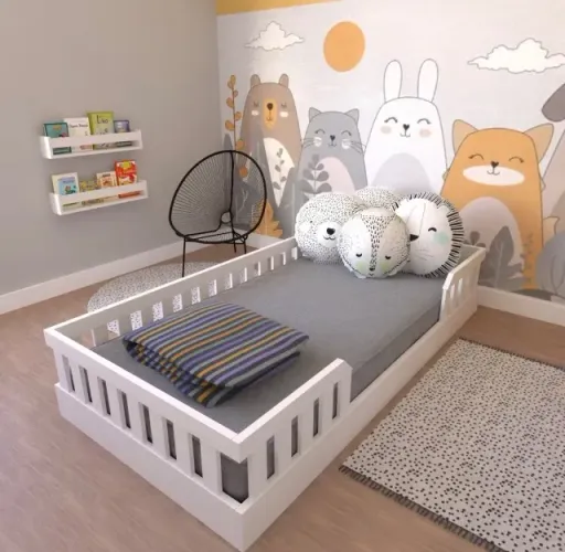 ?Cama Infantil Montessoriana Solteiro Cori Yescasa Branco