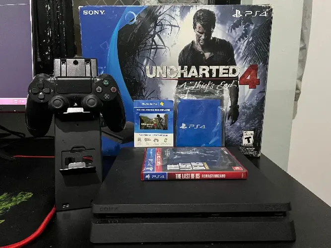 PS4 Slim 500GB + 1 Controle + Caixa + Jogo - Playstation 4
