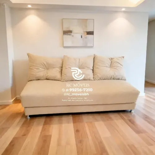 Sofá Cama Bicama 1,70m Suede Cinza D33 Durável