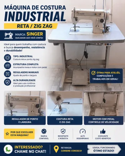 Máquina de Costura Industrial Reta/ Zig zag