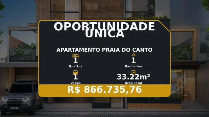 Incrível Apartamento 1 Quarto na Praia do Canto | Lazer Completo