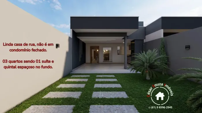 Lindas casas 03 quartos com vagas na garagem e quintal no fundo em Valparaíso