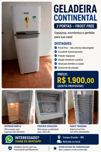 Vendo ou troco geladeira Continental Frost Free Duplex, modelo TC41, nova