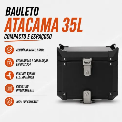 Baú top case Braz 35L e base Tiger 900 e 1200