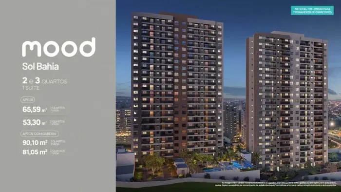 APARTAMENTO 2 QUARTOS COM SUÍTE 53,30M² NO MOOD SOL BAHIA - PATAMARES
