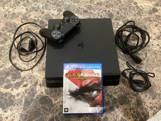 Ps4 Slim 1TB + 1 controle + jogo (todos os fios originais)
