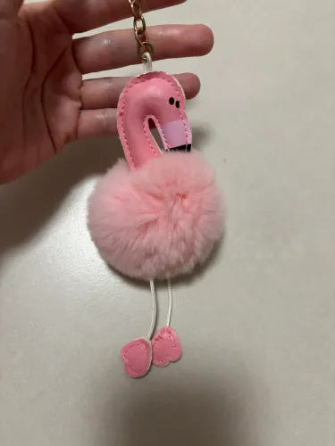 Chaveiro Pompom rosa flamingo