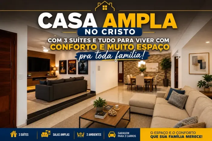 Vende-se casa no Cristo grande e com 3 suítes