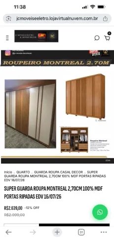 GUARDA ROUPA MONTREAL EM MDF