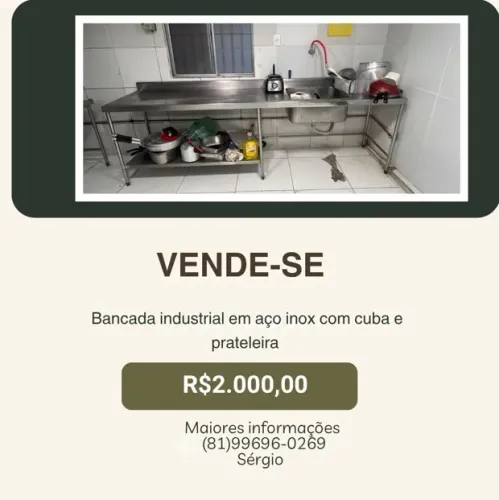 Bancada industrial e aço inox com cuba e prateleira em promoção!