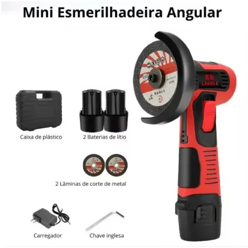 Mini Esmerilhadeira Sem Fio 12V 2 Baterias Lixadeira Angular Portátil com Maleta