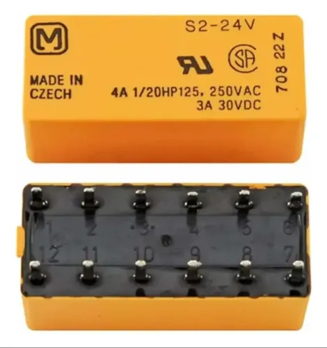 Relé 24V 4A S2-24V 12 Pinos 250VCA Laranja (S2-DC24V)<br>