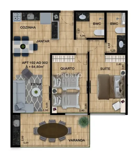 Apartamento com 2 quartos em Carneiros