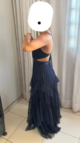 Vestido de festa azul marinho